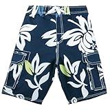 Kanu Surf Boys' Barracuda Quick Dry UPF 50+ Beach Swim Trunk, Oahu Navy, 10/12