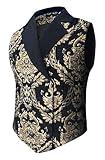 Mens Victorian Steampunk Vest Gothic Double-breasted Corset Waistcoat Masquerade brocade Jacquard Goth Costume (US, Alpha, X-Large, Regular, Regular, Black)