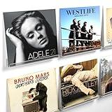 Laurensory Vinyl Record Shelf Wall Mount, 12 inch Clear Acrylic Album Record Holder Display, Floating Shelves for Wall, Magazine Shelf, Kids Bookshelf, Suitable for Bedroom, Living Room, etc.—6 Pack