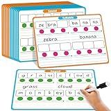 Laffunz 12 Packs Phonemic Awareness Dry Erase Board, Speech Therapy Material Dry Erase Phonics Games Flash Cards, Elkonin Boxes Science of Reading Spelling Manipulatives Classroom Materials Must Have
