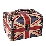 WaaHome Treasure Box 7.1'' British Flag Decorative Wooden Jewelry Keepsake Storage Box with Lids - Vintage Treasure Chest for Kids Girls Women Men, Home Decor
