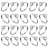 Whaline 36 Packs Silver Diamond Engagement Rings Bridal Shower Rings for Wedding Table Decorations, Party Supply, Favor Accents, Cupcake Toppers