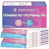 Pelvana 35 Ovulation and Pregnancy Test Strips Combo Kit - 25 LH Ovulation Test Strips + 10 HCG Pregnancy Tests - Identify Your Peak Fertility Days - Ideal for Women Trying to Get Pregnant Naturally