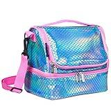 Wildkin Two Compartment Insulated Lunch Bag for Kids – School & Travel Ready - Mermaid Scales