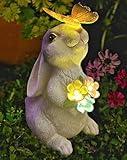 YODY Solar Garden Statues Outdoor Decor- Yard Decorations for Patio, Balcony, Backyard, Lawn Ornaments - Rabbit Figurines with LED Light- Unique Birthday House Warming Gifts for Women, Mom, Grandma