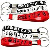 ATSMOICY 24PCS Rock and Roll Silicone Keychains Rubber Keyrings -80s 90s Party Supplies Music Guitar Rap Hip Hop Birthday Baby Shower Party Favors
