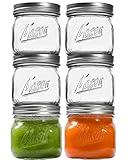 Ieavier 6PCS Wide Mouth Mason Jars 16oz with Airtight Lids and Bands, Canning Jars with Crystal Glass for Food Storage, Spice Jars, Canning, DIY Projects, Jam, Jelly, Honey, Preserving, Drinking