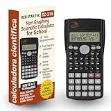SC 216 Non Graphing Scientific Calculator for School by Red Star Tec – Black Math Calculator with 240 Functions, SAT Exam Ready, 2-Line Display, Trigonometry, Algebra & Statistics Support