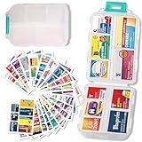 iouwei Pill Organizer With Medicine Labels - 7 Day Travel Daily Container, Mini Medication Storage Case, White With 161 Labels