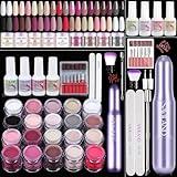 SAVILAND Advanced Dip Powder Nail Kit with Drill: 20 All Season Color Pink Nude Grey Dip Nails Powder Starter Kit with Essentials Liquid Set Dip Base Top Activator Brush Saver French Nail Art Women