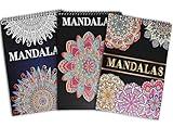 Bondream 3 Pack Mandalas Coloring Books for Adults,Unique Mandala Pattern for Relaxation, Adults Coloring Book Spiral Bound,Relaxing Coloring Books for Women