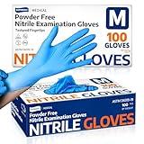 Supmedic Medical Nitrile Exam Gloves, Latex-Free, Powder-Free, Food Safe, Cooking Food Prep, Disposable Gloves, Blue, 100 Pcs (Medium)