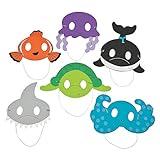 Fun Express Foam Ocean Animal Mask Craft Kit - VBS Vacation Bible School Supplies/Decor- Educational and Learning Activities for Kids - 12 Pieces