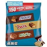 SNICKERS, TWIX, & MILKY WAY Minis Chocolate Candy Bars Variety Pack, 150 Ct Bulk Bag