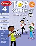 Evan-Moor Top Student, Grade 4 Workbook, 352 pages, Stickers, Poster, Reading, Writing, Spelling, Vocabulary, Phonics, Math, Science, STEM, SEL, Computer Science, Social Studies, Geography, Summer Fun