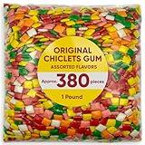 Chiclets Gum Original Assorted Flavors - 1 Pound Approx 380 Mastic Gum - Ideal for Bubble Machine - Bulk Candy for Candy Machine, Juicy Fruit Gum - Christmas Candy, Chewing Gum Bulk - Assorted Candy