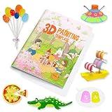 Dayker 3D Pen Printing Drawing Book, Reusable 40 Patterns Painting Graffiti Template with A PVC Transparent Board, 3D Art Thick Paper Stencils for Kids and Adults Starter 3D DIY Gifts