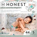 The Honest Company Clean Conscious Diapers | Plant-Based, Sustainable | Winter '24 Limited Edition Prints | Club Box, Size 5 (27+ lbs), 44 Count