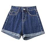 JEUROT Yoga Shorts for Women Casual Flowy Linen Shorts Elastic Waist Comfy Lounge Bottoms with Pockets Petite Palazzo Pants Tennis ClothesDark Blue, L