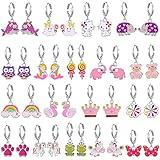 18 Pairs Hypoallergenic Acrylic Dangle Hoop Earrings for Teen Girls
