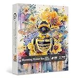 Vintage Bee Puzzles for Adults 1000 Pieces,Animal Plant Flower Puzzle,Retro Nature Floral Jigsaw Puzzle Challenge