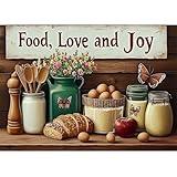 CEOVR Kitchen Diamond Art Kits for Adults, Food Diamond Painting Dots DIY Gem Art, Adult Crafts Kits Wall Decor for Home Office 12x16in