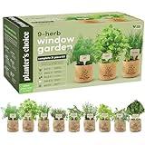 9 Herb Indoor Window Garden Kit - House Plants Seeds - Best Unique Gift Ideas for Women, Mom, Friend, Her, Birthday, Housewarming, Mother - New Home Kitchen Gifts - Live Plant Starter