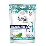 GuruNanda Fresh Floss Dental Picks - Non- Shred Thread with Angled Pick for Effective Plaque Removal - Dentist Recommened - Travel Friendly for Adults & Kids - 60 Pack