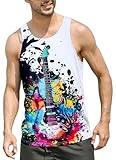 Tank Tops for Men Guitar Print Shirt Youth Summer Sleeveless Cool Novelty Rock Graphic Tank Top XL