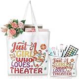 Bulyoou 2 Pcs Funny Theater Gifts for Theater Lovers Women Makeup Bag and Tote Bags Retro Flower Boho Tote Gifts for Graduation Mother's Day Nurses' Day Birthday