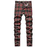 Keevoom Plaid Slim Fit Dress Pants for Men Tapered Golf Skinny Stretch Chino Pants Mens Casual Slacks Suit Striped Business(T5,38)