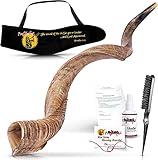 ProShofar Israel Shofar Set, Natural Kudu Horn Shofar, Kosher Yemenite Traditional Musical Instrument for Jewish Spiritual Ceremonies and Religious Sermons