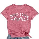 COMIZI Nana Shirts for Women Most Loved Mimi T-Shirt Grandma Life Tee Tops Short Sleeve Pink