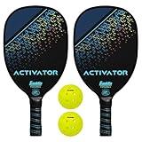 Franklin Sports Activator Pickleball Paddle and Ball Set - (2) Wooden Rackets + (2) X-40 Balls - 2 Player Paddle Set - USA Pickleball (USAPA) Approved