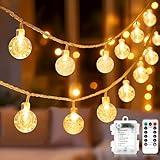 Metaku Globe Fairy Lights Battery Operated 33ft 80LED String Lights with Remote Waterproof Indoor Outdoor Hanging Decorative Christmas Lights for Home Party Patio Garden Wedding
