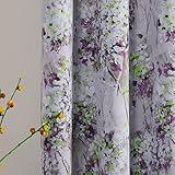 MYSKY HOME Purple Curtains 90 Inches Long 2 Panels Living Room Curtains Half-Blackout Flowers and Leaves Curtains Panels for Bedroom Printed Drapes with Grommet