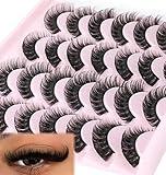 False Eyelashes Russian Strip Lashes Volume Fake Eyelashes Extension D-Curly Wispy Handmade Soft Reusable 14 Pairs Lashes Pack