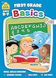 School Zone First Grade Basics Workbook: 96 Pages, Kindergarten, 1st Grade, Phonics, Vowels, Beginning Reading, Math, Telling Time, Money, Ages 5-7