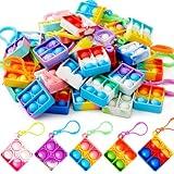 JOYIN Square Pop Fidget Keychain 30 Pack Pop Fidget Toys Bulk Party Favors for Kids 4-8,8-12 Years, Goodie Bag Stuffers Back to School Gifts for Students Classroom Prizes Birthday Sensory Toys