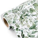 WRAPAHOLIC Eucalyptus Leaves Wrapping Paper Roll - Mini Roll - 17 Inch x 9.8 Feet - Greenery Wrapping Paper Perfect for Birthday, Wedding, Bridal Shower
