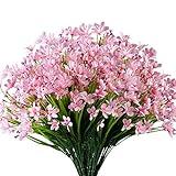 URSTOUD 10 Bundles Artificial Daffodils Flowers, Fake Greenery UV Resistant No Fade Faux Plastic Plant for Wedding Bridal Bouquet Indoor Outdoor Home Garden Kitchen Office Table Vase, OUD-LB-10P-Pink