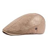 NP Men's Mesh Newsboy Cap Spring Summer Breathable Beret Unisex Adjustable Cabbie Flat Cap (Khaki)
