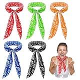5 Pieces Cooling Neck Wraps, Ice Scarf Water Soaking Wraps for Neck Bandana Headband for Women Men, Hiking Camping Outdoor Hot Summer Indoor Outdoor