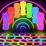100 Ultra Bright Glow Sticks Bulk Party Pack - Glow in the Dark Party Supplies Pack - 8" Glowsticks Party Favors with Bracelets and Necklaces