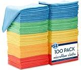 S&T INC. 100 Pack Microfiber Cleaning Cloth, Bulk Towels for Home, Reusable Microfiber Towels for Cars, Cleaning Rags, Assorted, 11.5 Inches x 11.5 Inches, 100 Count