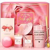 Birthday Gifts for Women, Mom, Sister, Friend: Unique Pink Self Care Spa Relaxation Baskets Set, Christmas, Holiday, Valentines Day Presents for Her, Girlfriend, Grandma, Wife, Bestie, Coworkers