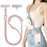 SURPHY Phone Lanyard, Adjustable Phone Strap Crossbody with 2 Pack Phone Tether Tab, Premium Metal Buckles and Two-Color Braided Cell Phone Lanyard Crossbody for Women and Men, Pink & Purple