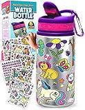 PURPLE LADYBUG Decorate Your Own Water Bottle Kit - Gifts for Girls Ages 4-8 Years Old Birthday, Little Girl Gifts, Kids Water Bottle for School, Fun Activity Craft Set for Summer