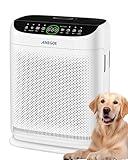 Air Purifiers for Home Large Room Up to 2500 Ft² With Double Air Intake,Washable Pre-Filters, AnEgoe Pet Air Purifier for Bedroom With Remote Control,HEPA Air Cleaner for Dust, Pets,White
