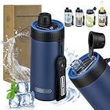 4 In 1 Beer Can Cooler Bottle Holder with Drinking Spout Lid for 12oz Regular, Slim Skinny Cans and Thermal Bottles,Sealed Insulated Double Wall Vacuum Stainless Steel Can Keeps Your Drinks Cold
